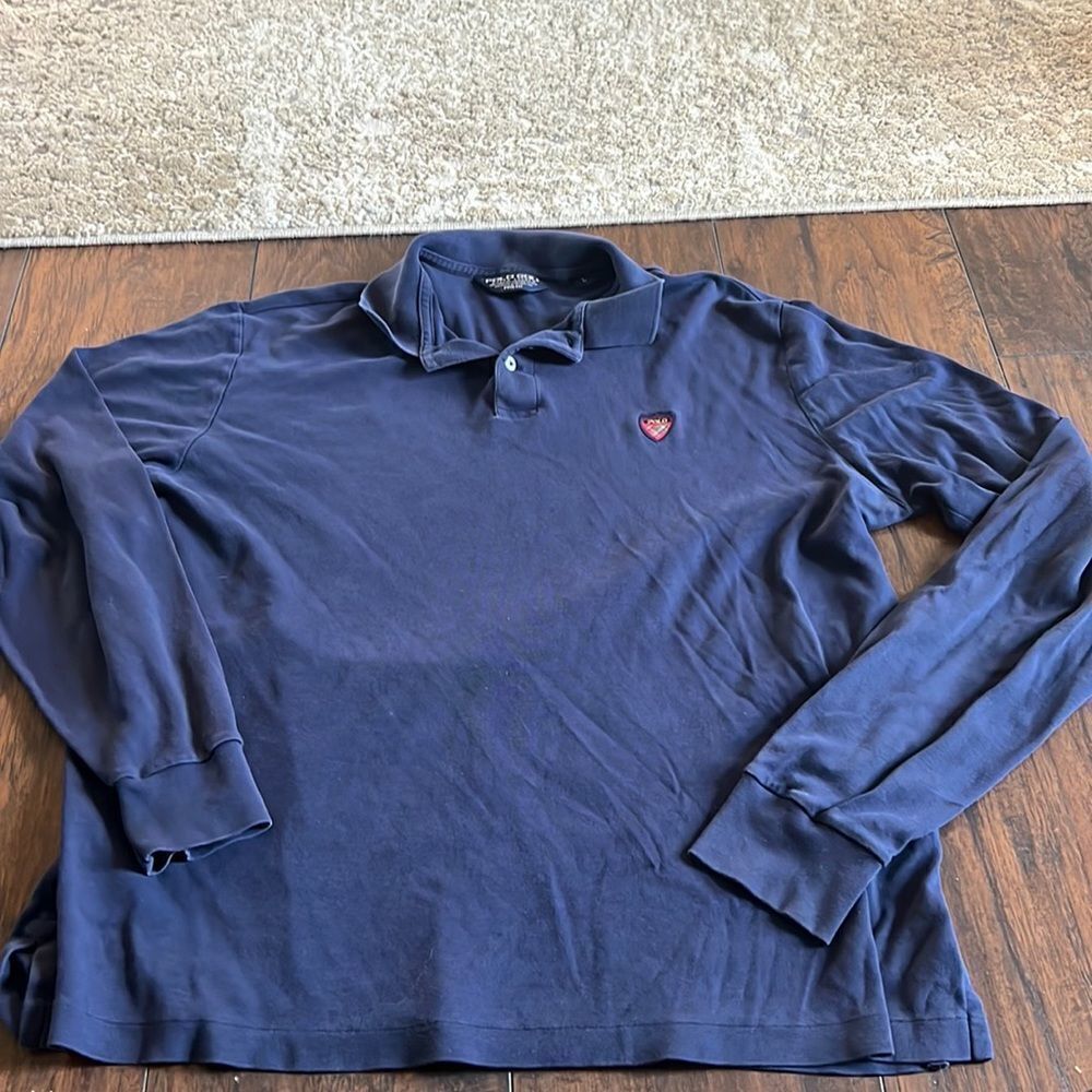 VTG Polo Ralph Lauren long sleeve polo size L pro fit with crest on chest navy